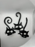 Black Cat Wall Sconces — Epoxy Resin Candle Holders, Set of 3