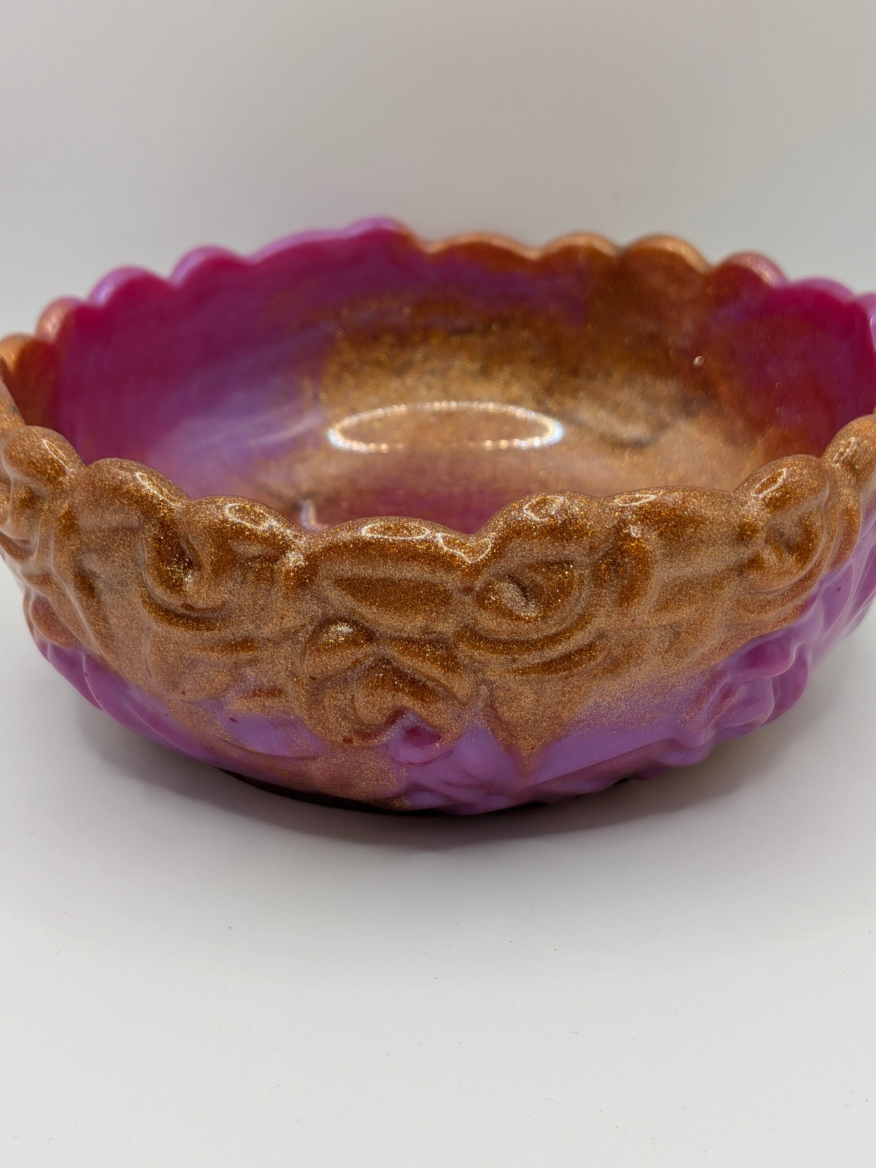 Color-Shifting Purple-Blue & Gold Marble Floral Candy Dish
